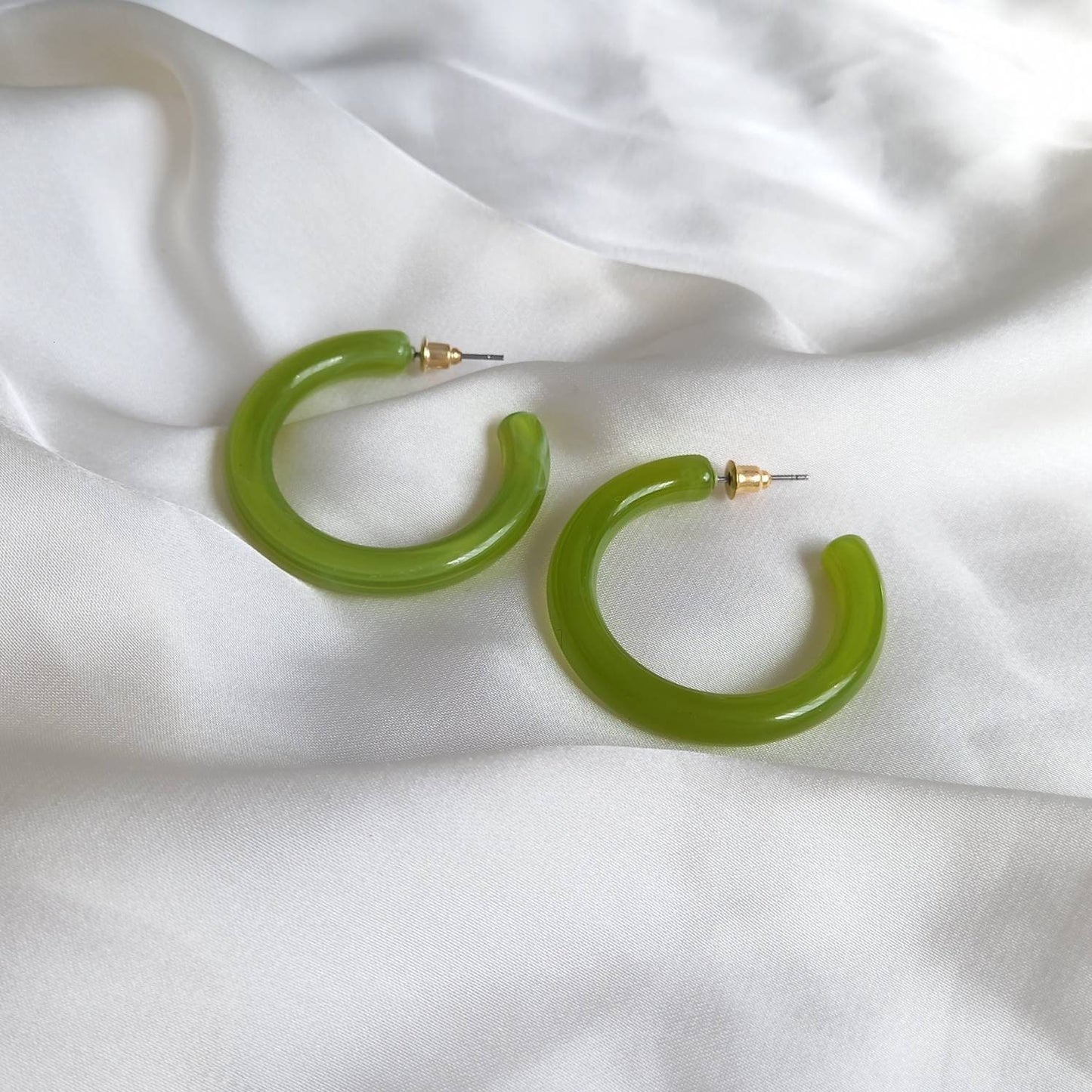 Chunky Green Resin Hoop Earrings -  Resin Earrings, Chunky Hoop Earrings, Thick Resin Earrings, Earrings In The UK, Hoop Earrings In The UK