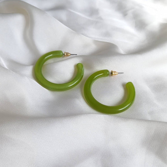 Chunky Green Resin Hoop Earrings -  Resin Earrings, Chunky Hoop Earrings, Thick Resin Earrings, Earrings In The UK, Hoop Earrings In The UK