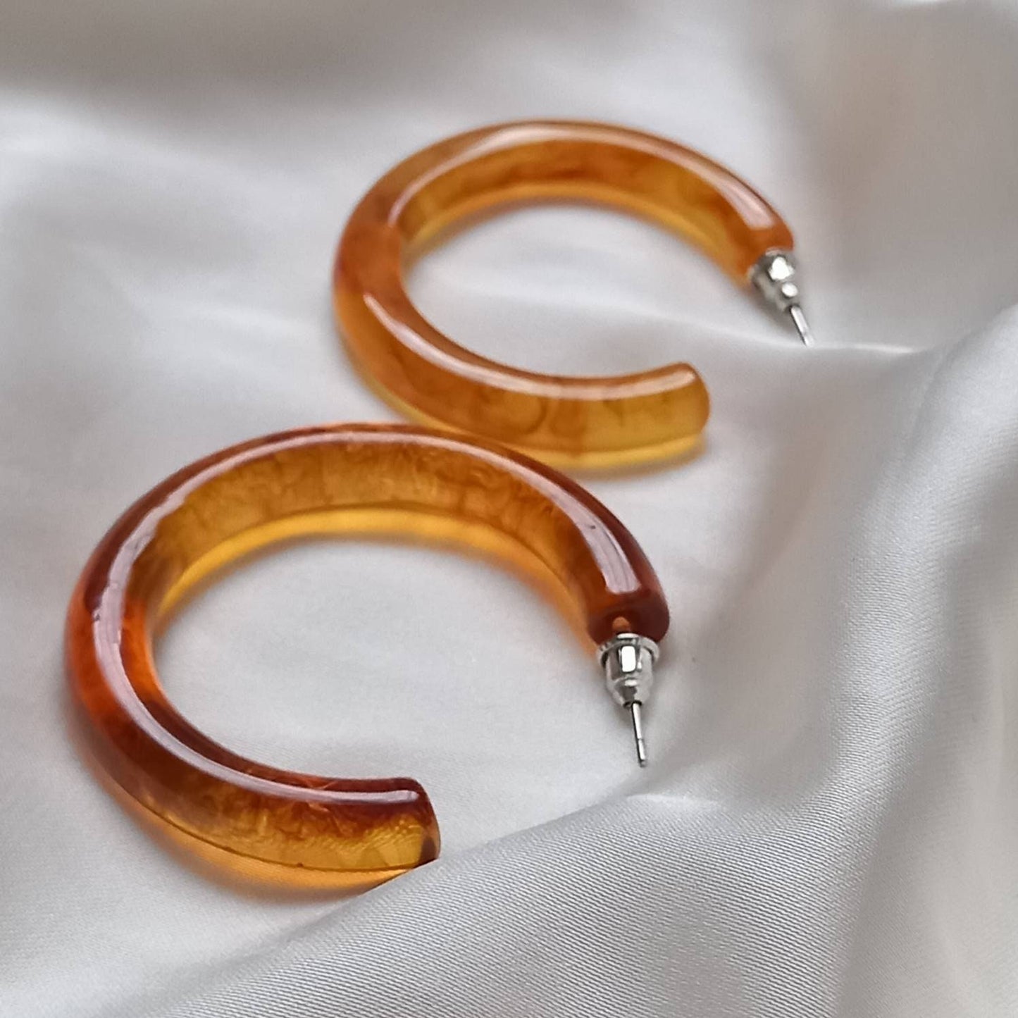 Chunky Orange Resin Hoop Earrings -  Resin Earrings, Chunky Hoop Earrings, Thick Resin Earrings, Earrings In The UK, Hoop Earrings In The UK