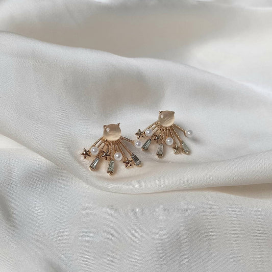 Gold Stud Drop Earrings - Pearl Earrings, Star Earrings, Small Earrings, Small Drop Earrings, Small Studs,Gold Jewellery,Earrings In The UK