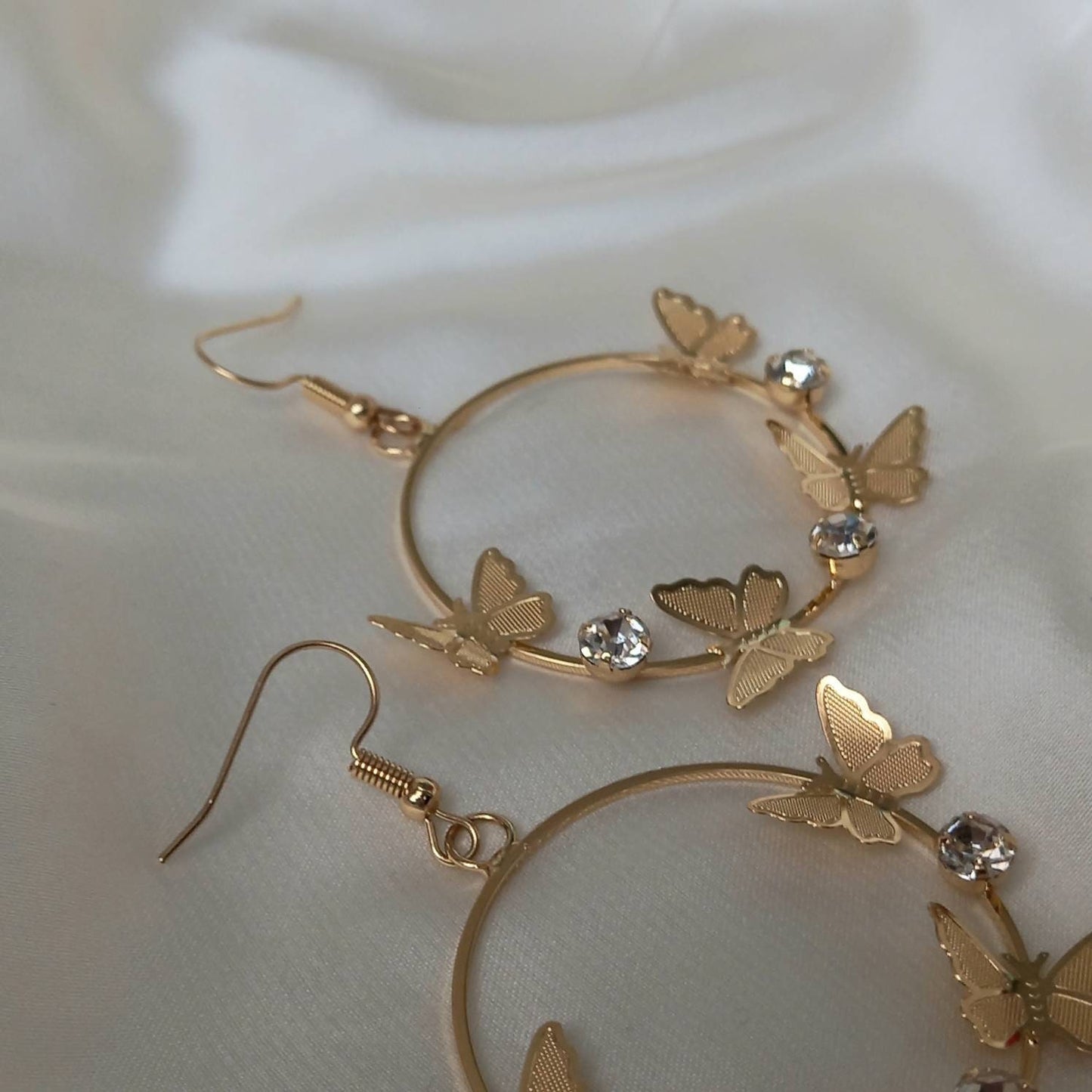 Gold Butterfly Hoop Earrings - Lightweight Hoop Earrings, Butterfly Earrings, Hoop Earrings, Cute Earrings, Gold Earrings, Gold Jewellery