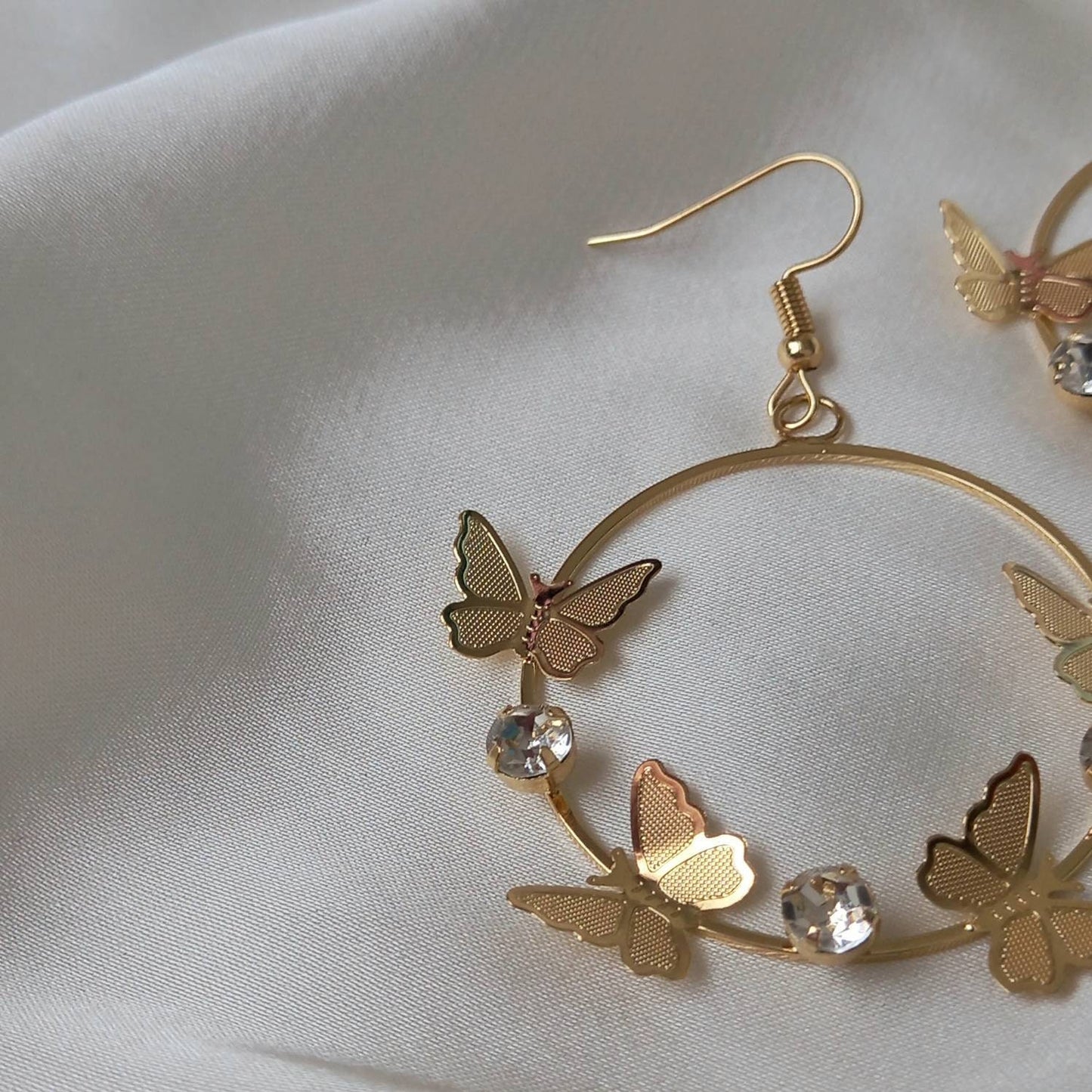 Gold Butterfly Hoop Earrings - Lightweight Hoop Earrings, Butterfly Earrings, Hoop Earrings, Cute Earrings, Gold Earrings, Gold Jewellery