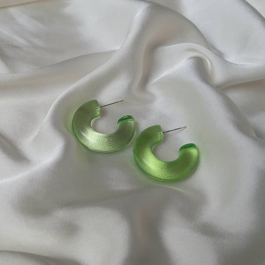 Chunky Green Resin Hoop Earrings -  Resin Earrings, Chunky Hoop Earrings, Thick Resin Earrings, Earrings In The UK, Hoop Earrings In The UK