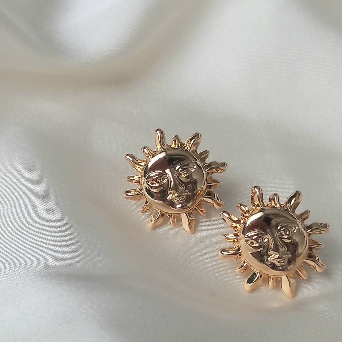Gold Sun Stud Earrings -  Gold Sun Earrings, Cute Earrings, Gold Earrings In The UK, Gold Jewellery In The UK, Gold Stud Earrings In The UK