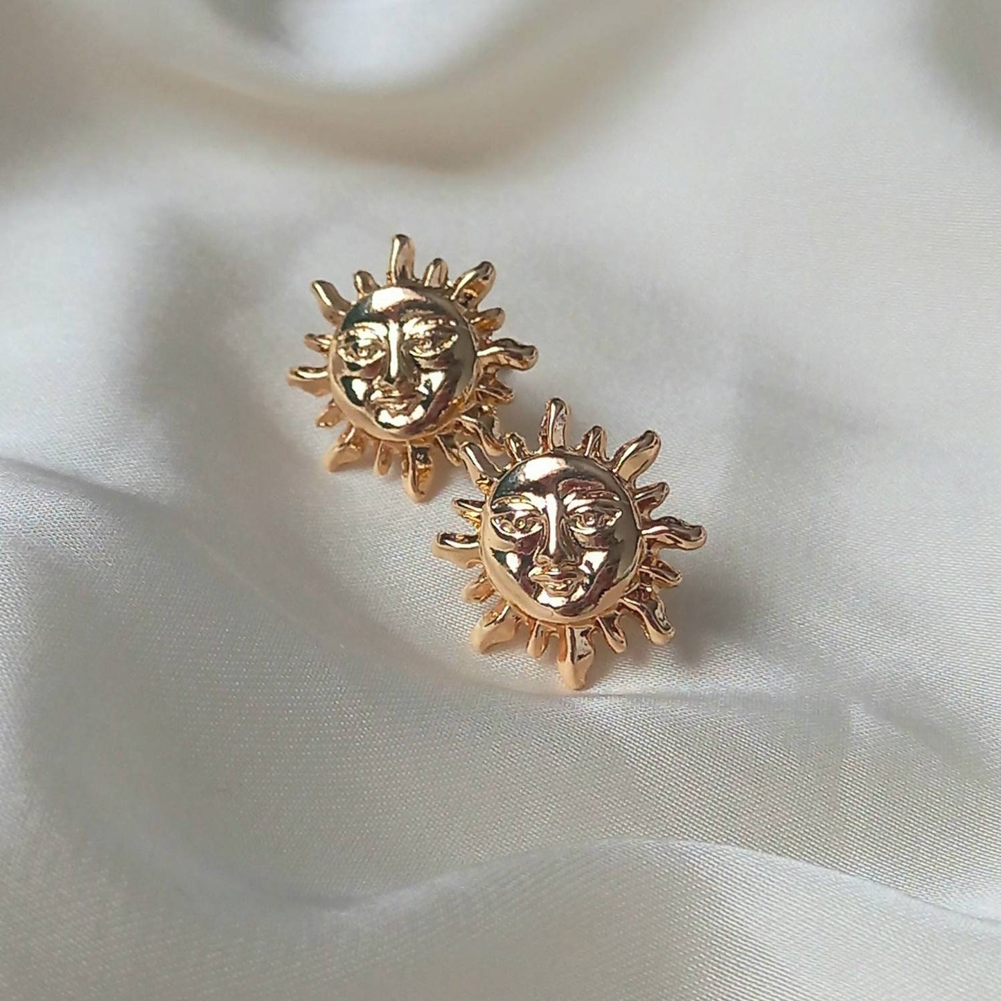 Gold Sun Stud Earrings -  Gold Sun Earrings, Cute Earrings, Gold Earrings In The UK, Gold Jewellery In The UK, Gold Stud Earrings In The UK