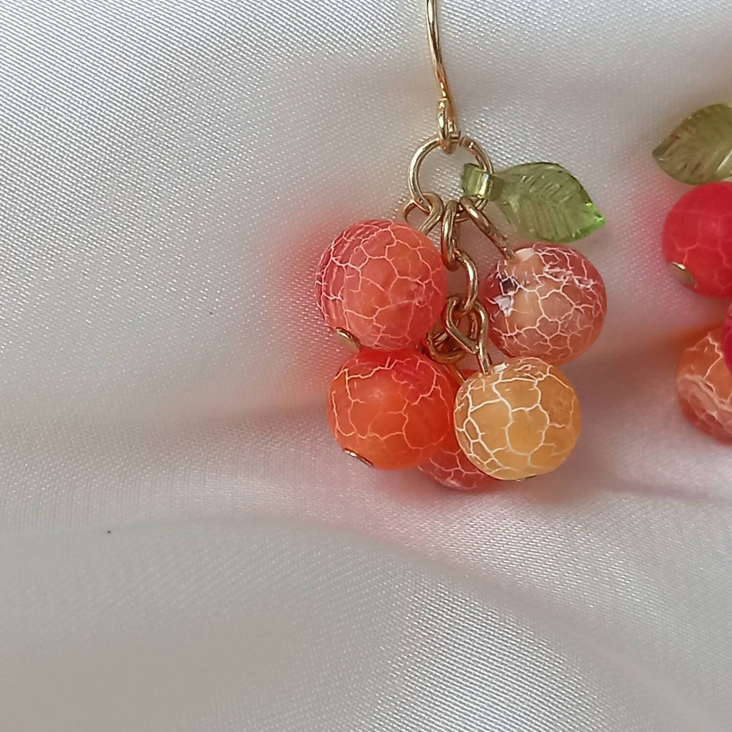 Orange Bead Drop Earrings -  Bead Earrings, Bead Jewellery, Hanging Jewellery, Orange Accessories, Orange Earrings, Orange Jewellery,Oranges