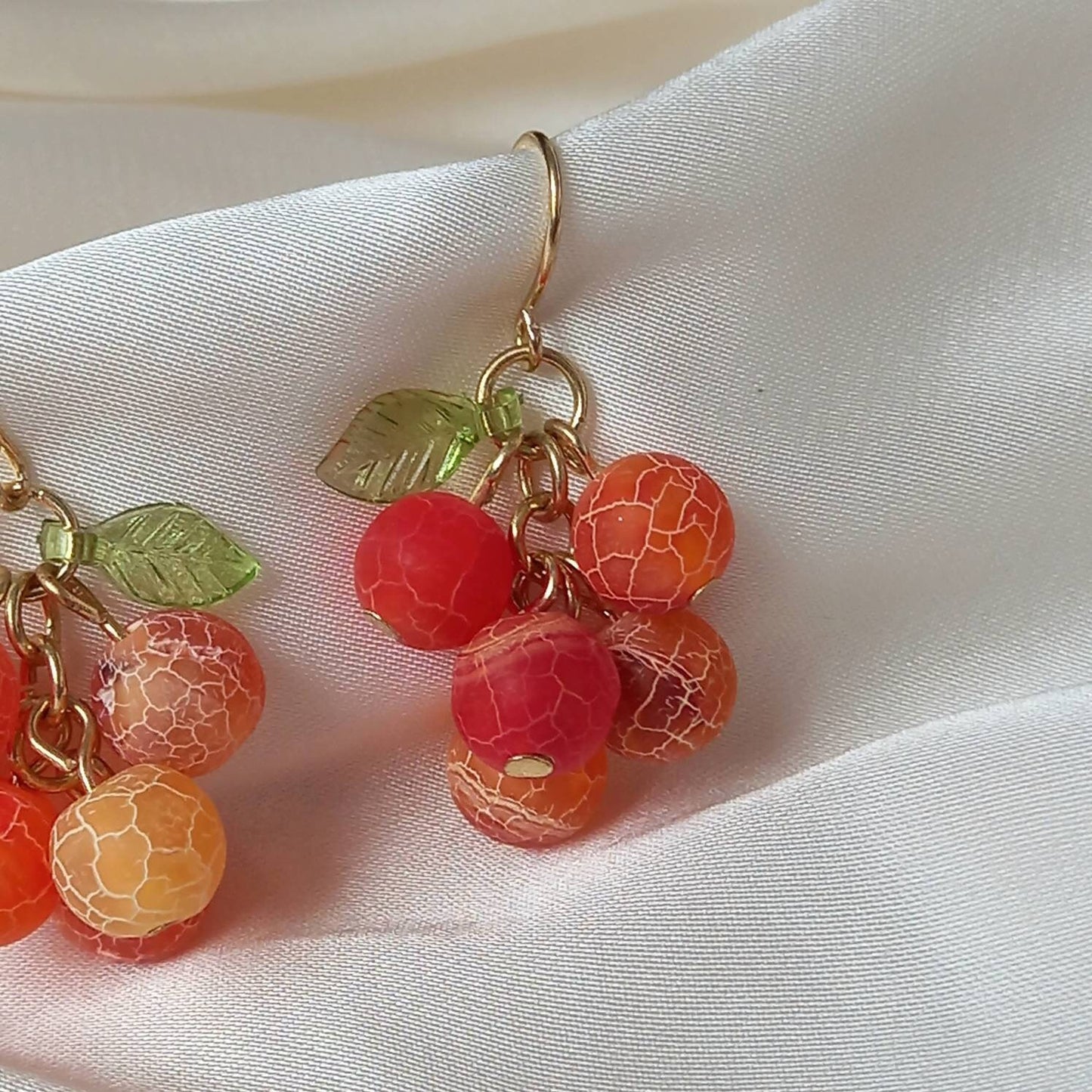 Orange Bead Drop Earrings -  Bead Earrings, Bead Jewellery, Hanging Jewellery, Orange Accessories, Orange Earrings, Orange Jewellery,Oranges