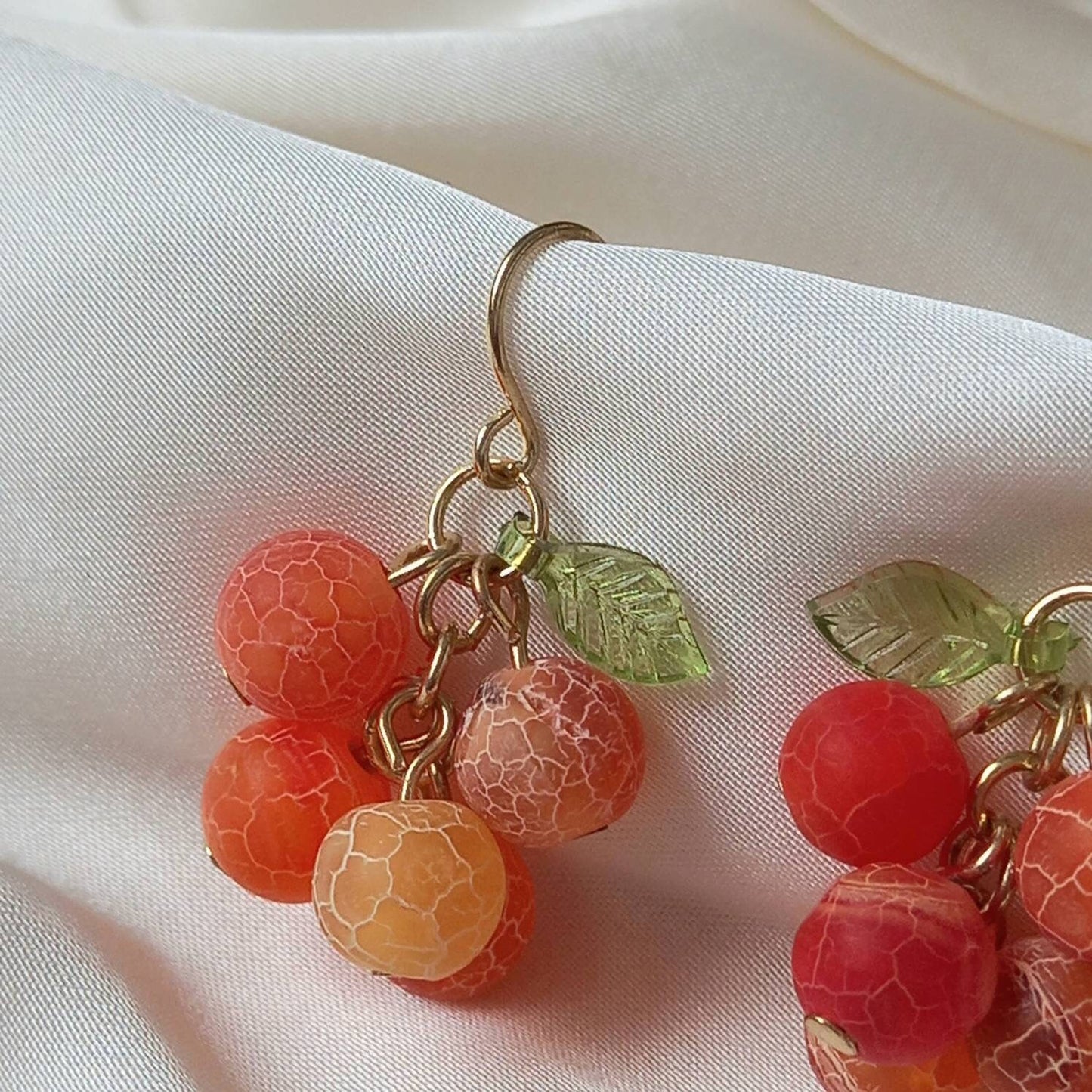 Orange Bead Drop Earrings -  Bead Earrings, Bead Jewellery, Hanging Jewellery, Orange Accessories, Orange Earrings, Orange Jewellery,Oranges