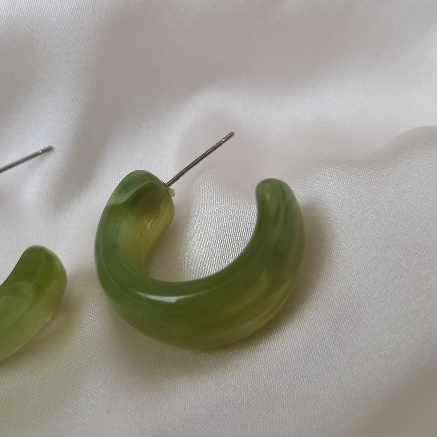 Chunky Green Resin Hoop Earrings -  Resin Earrings, Chunky Hoop Earrings, Thick Resin Earrings, Earrings In The UK, Hoop Earrings In The UK