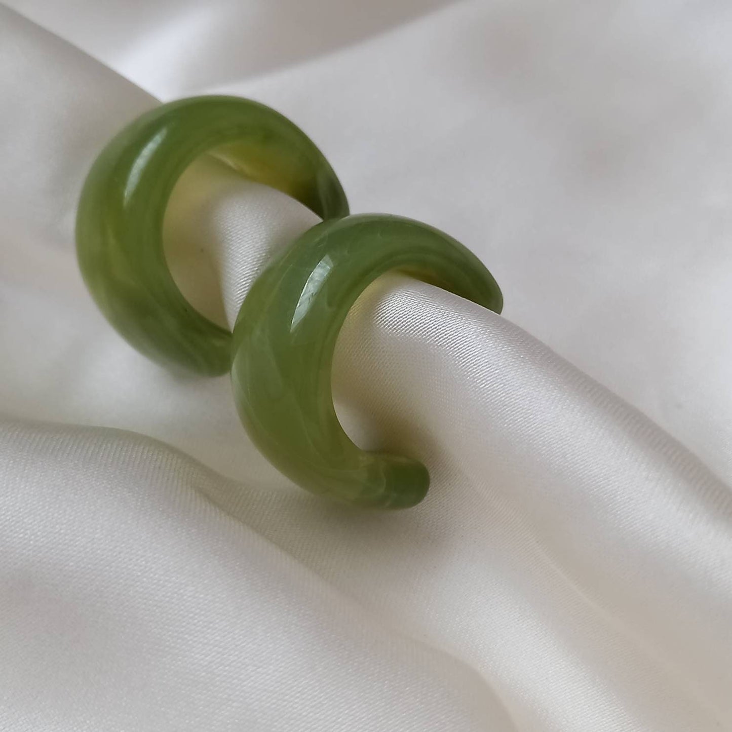 Chunky Green Resin Hoop Earrings -  Resin Earrings, Chunky Hoop Earrings, Thick Resin Earrings, Earrings In The UK, Hoop Earrings In The UK