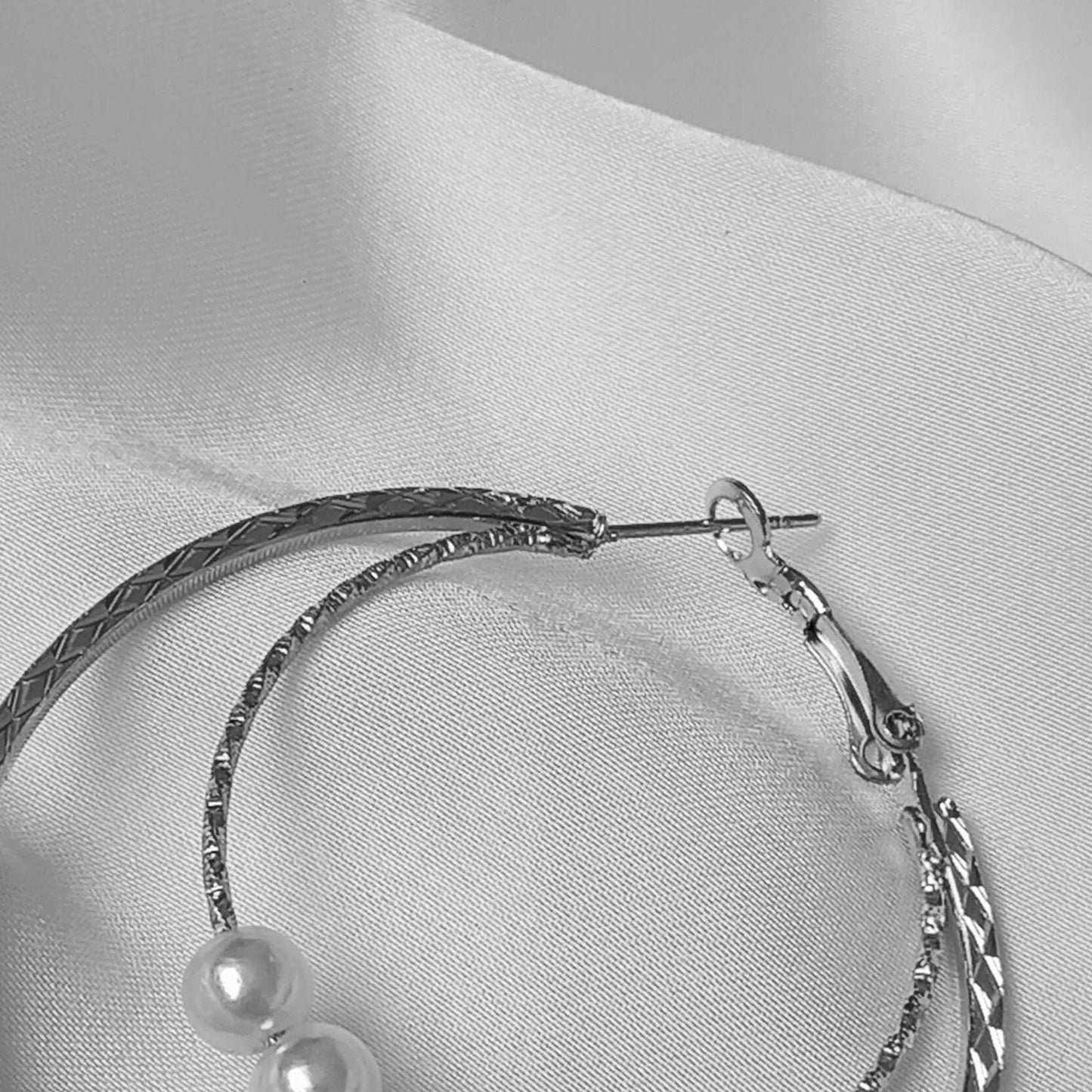 Large Silver Pearl Hoop Earrings - Lightweight Hoop Earrings, Silver Hoop Earrings, Silver Earrings In The UK, Silver Jewellery In The UK