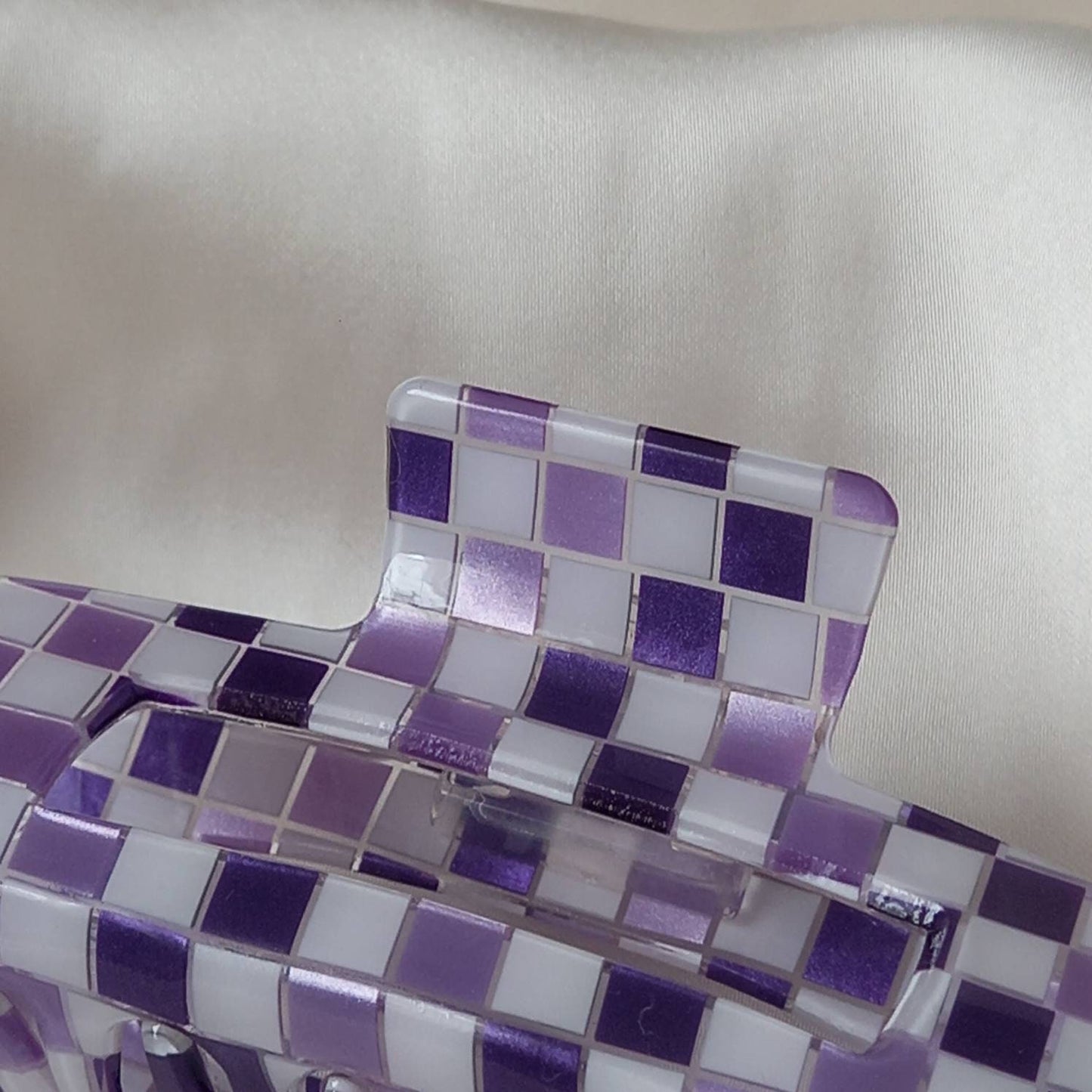 Purple & White Retro Hair Clip - Purple Hair Clip,Funky Hair Clip,70's Accessories,Vintage Style Hair Clip,Purple Hair Claw,White Hair Clip