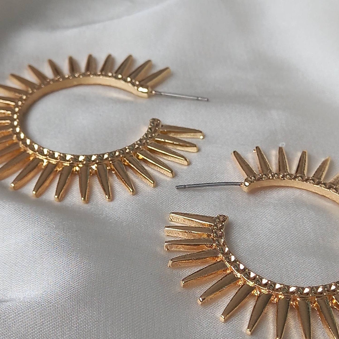 Gold Sun Hoop Earrings - Gold Hoop Earrings,Gold Sun Earrings,Cute Earrings,Gold Earrings In The UK,Gold Jewellery In The UK,Spike Earrings