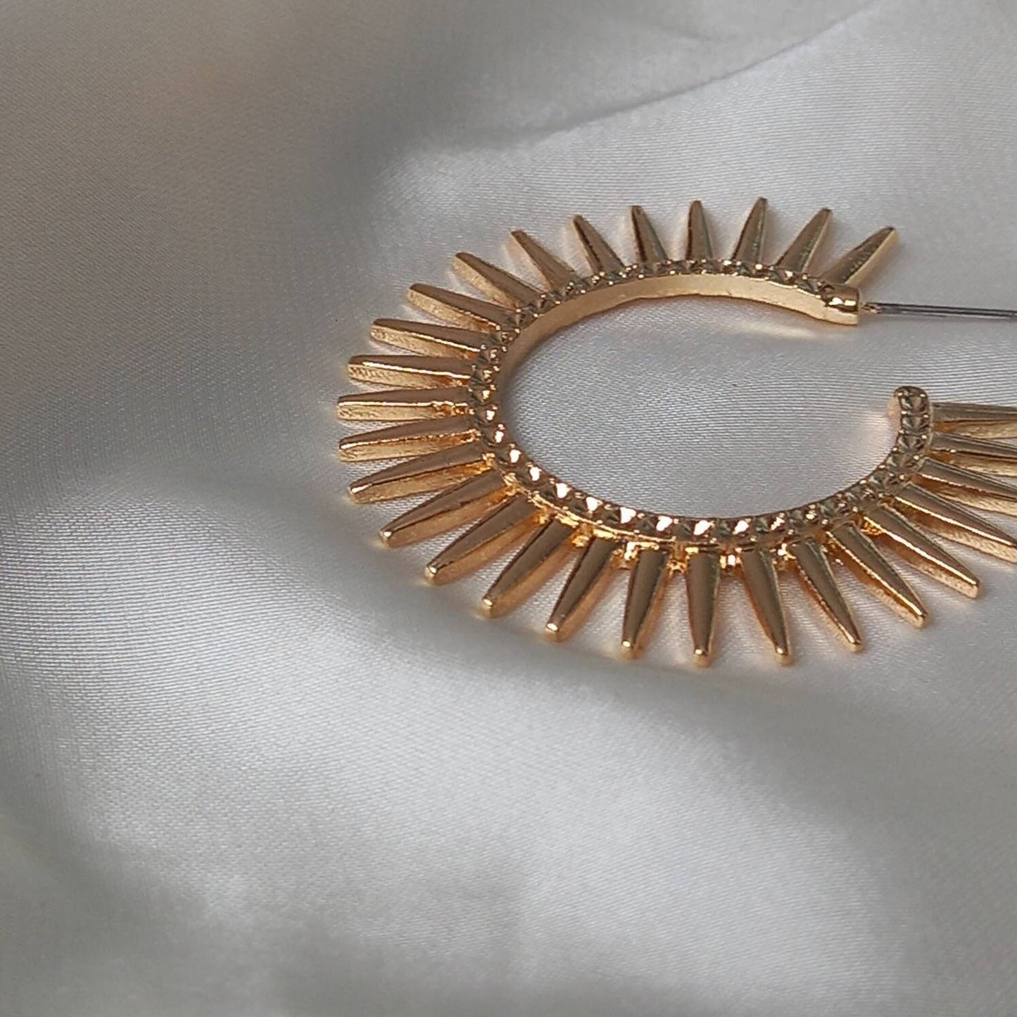Gold Sun Hoop Earrings - Gold Hoop Earrings,Gold Sun Earrings,Cute Earrings,Gold Earrings In The UK,Gold Jewellery In The UK,Spike Earrings