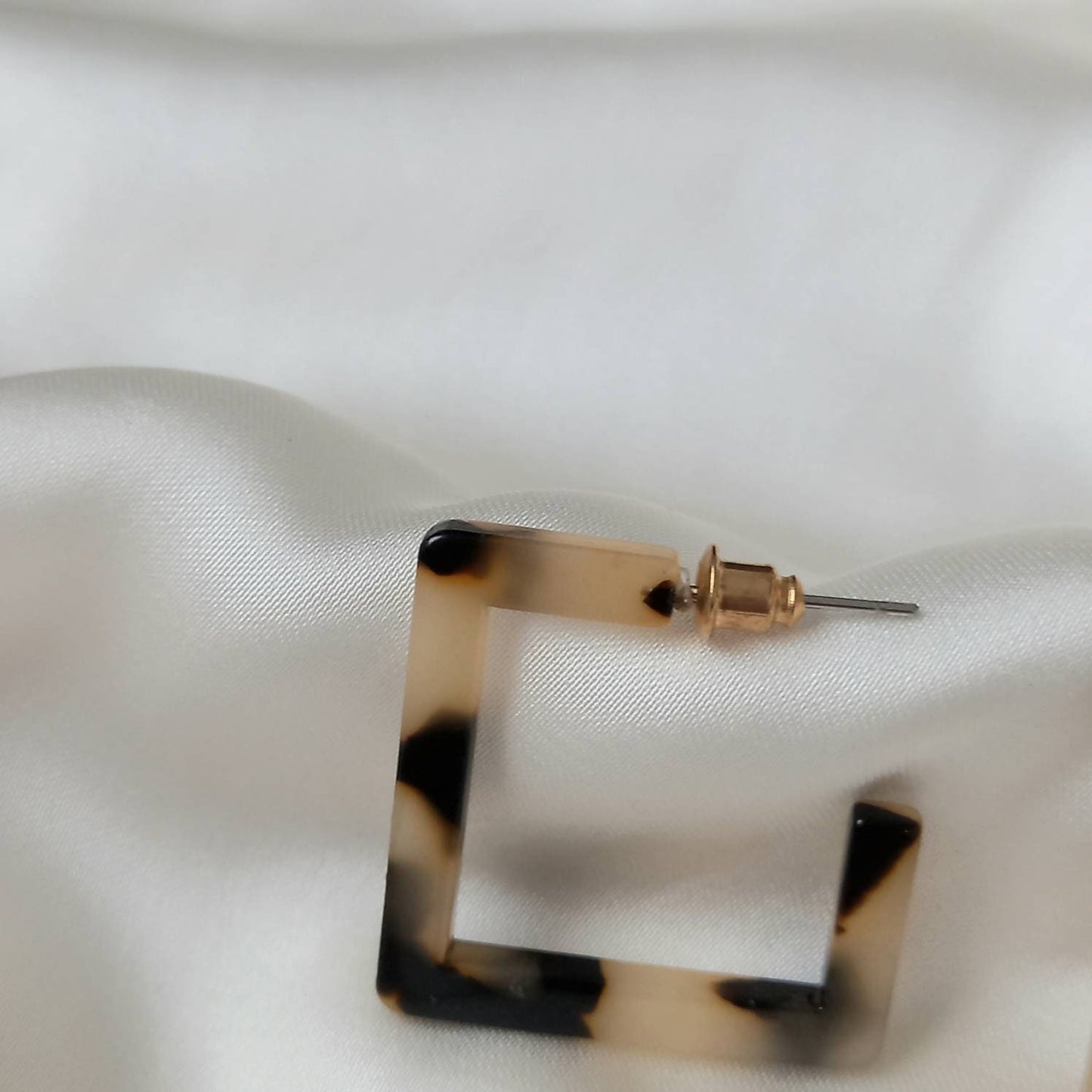 Resin Square Hoop Earrings -  Leopard Print Hoop, Everyday, Lightweight, Abstract Earrings, Unique Earrings,Gold Jewellery,Gold Earrings