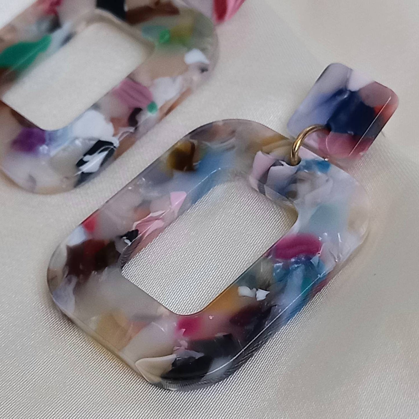 Multicoloured Resin Drop Earrings -   Resin Jewellery,Colourful Earrings,Resin Earrings In The UK,Jewellery In The UK,Oval Earrings,Speckled