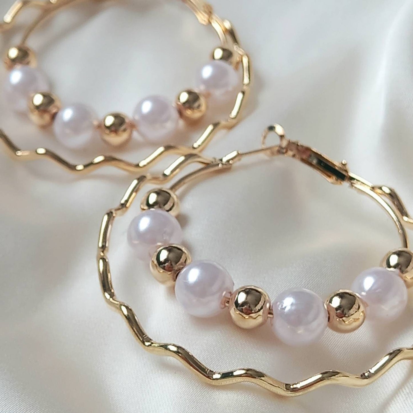 Faux Pearl Hoop Earrings - Pearl Jewellery, Pearl Earrings, Gold Bead Earrings, Hoop Earrings In The UK, Cute Earrings, Pearl Jewellery