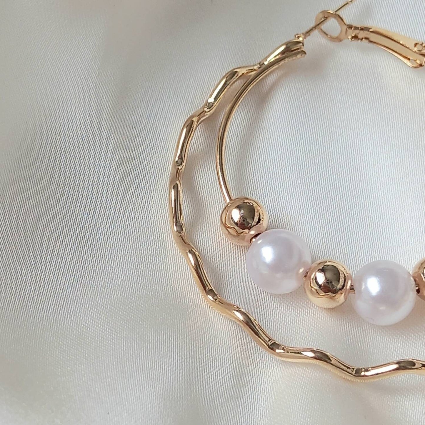 Faux Pearl Hoop Earrings - Pearl Jewellery, Pearl Earrings, Gold Bead Earrings, Hoop Earrings In The UK, Cute Earrings, Pearl Jewellery