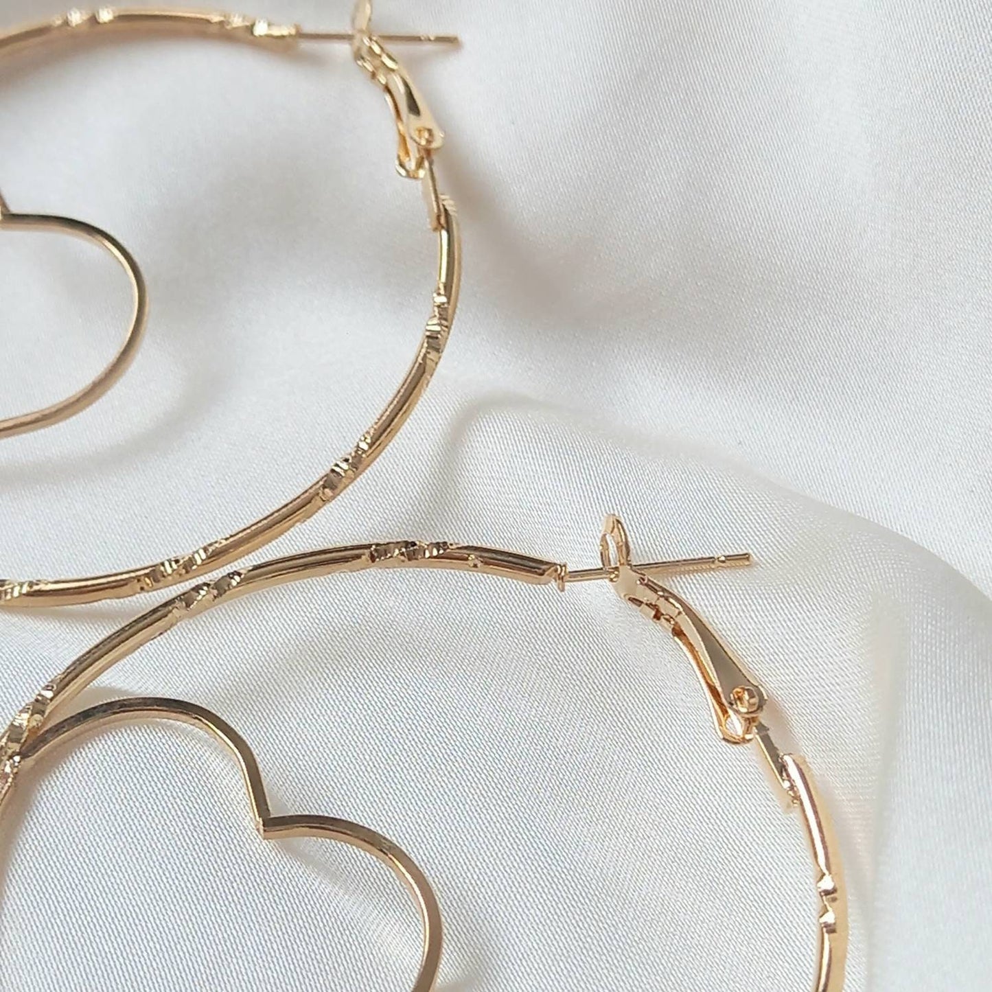 Gold Heart Hoop Earrings - Lightweight Hoop Earrings, Heart Earrings, Hoop Earrings, Cute Earrings, Gold Earrings In The UK, Gold Jewellery