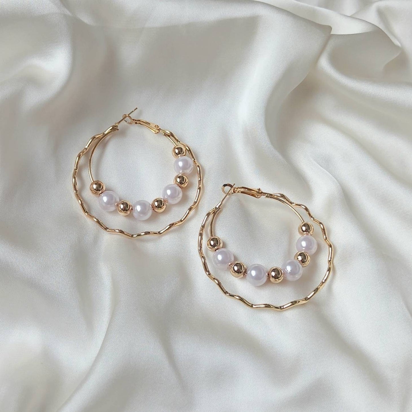 Faux Pearl Hoop Earrings - Pearl Jewellery, Pearl Earrings, Gold Bead Earrings, Hoop Earrings In The UK, Cute Earrings, Pearl Jewellery