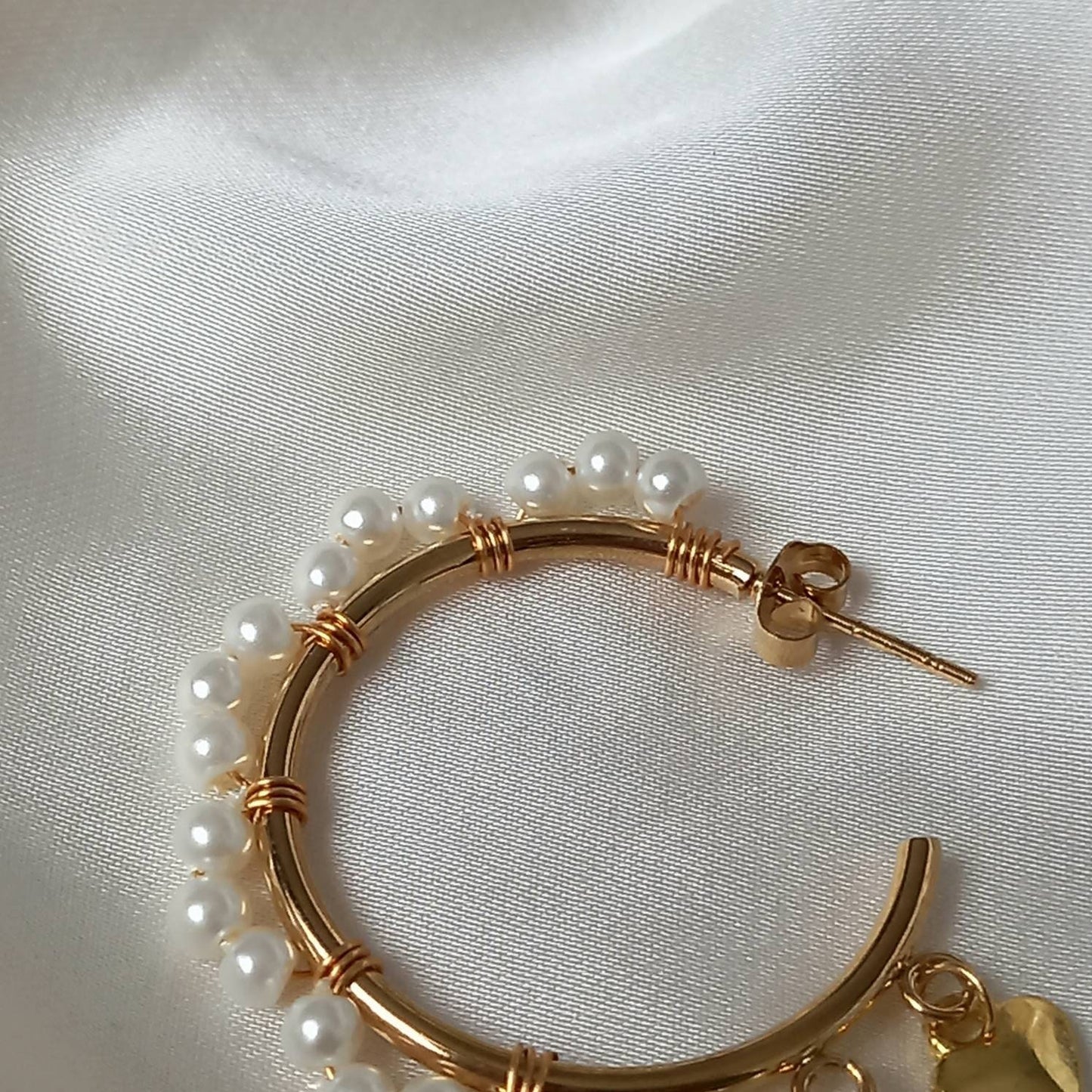 Faux Pearl Hoop Earrings - Pearl Jewellery, Pearl Earrings, Gold Heart Earrings, Hoop Earrings In The UK, Cute Earrings, Pearl Jewellery