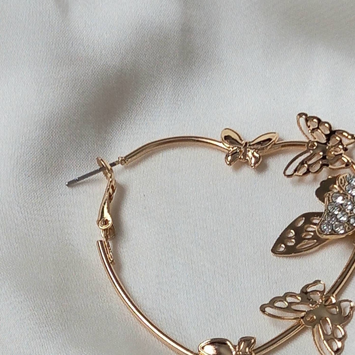 Gold Butterfly Heart Hoop Earrings - Lightweight Earrings,Butterfly Earrings,Hoop Earrings,Cute Earrings,Gold Earrings,Gold Jewellery