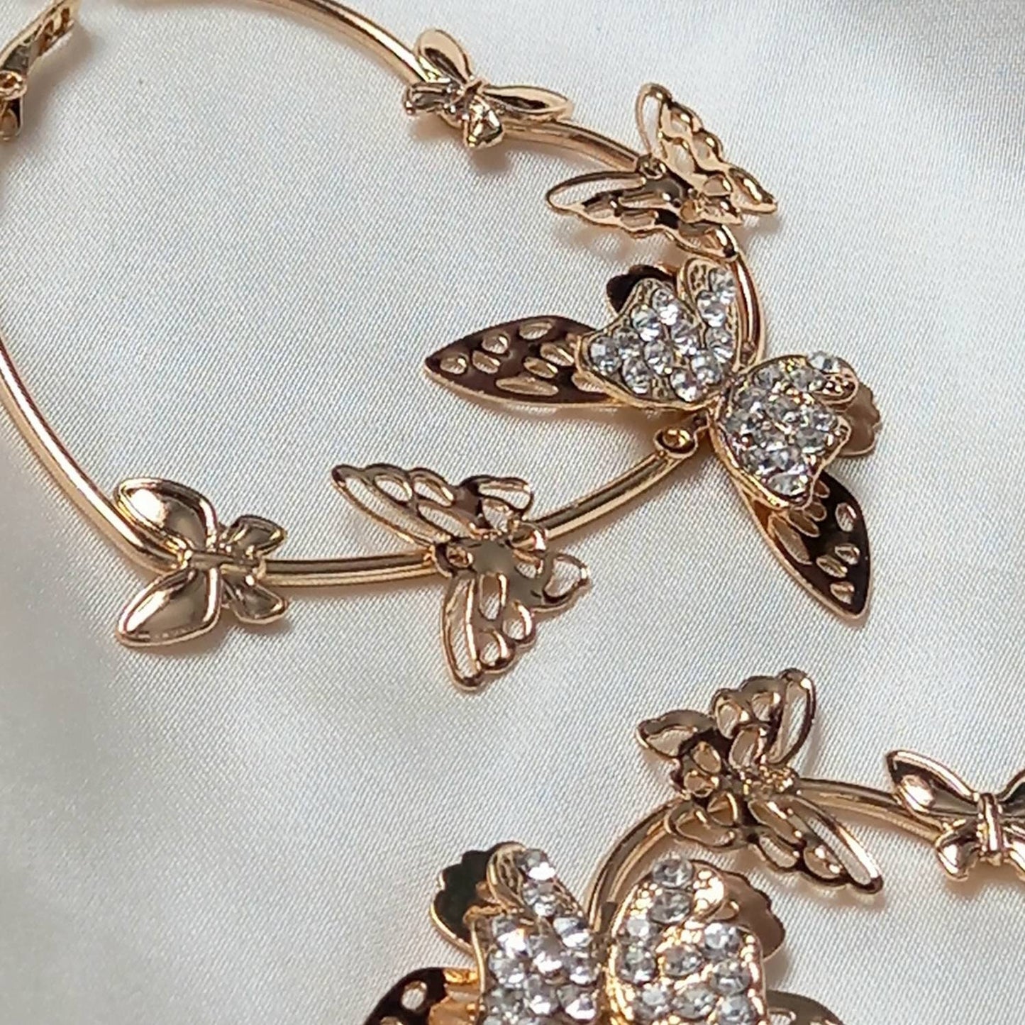 Gold Butterfly Heart Hoop Earrings - Lightweight Earrings,Butterfly Earrings,Hoop Earrings,Cute Earrings,Gold Earrings,Gold Jewellery