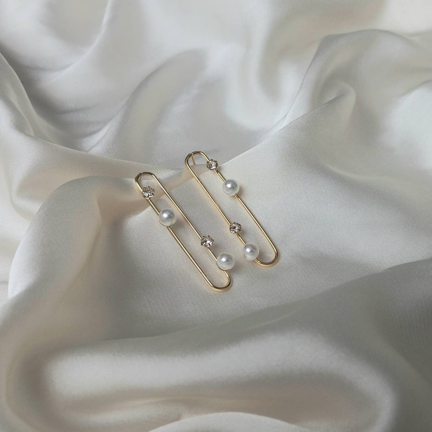 Gold & Pearl Drop Earrings - Pearl Earrings,Gold Earrings,Long Drop Earrings,Thin Drop Earrings,Gold Jewellery, Gold Earrings In The UK