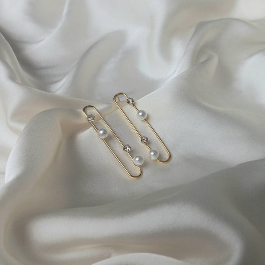 Gold & Pearl Drop Earrings - Pearl Earrings,Gold Earrings,Long Drop Earrings,Thin Drop Earrings,Gold Jewellery, Gold Earrings In The UK