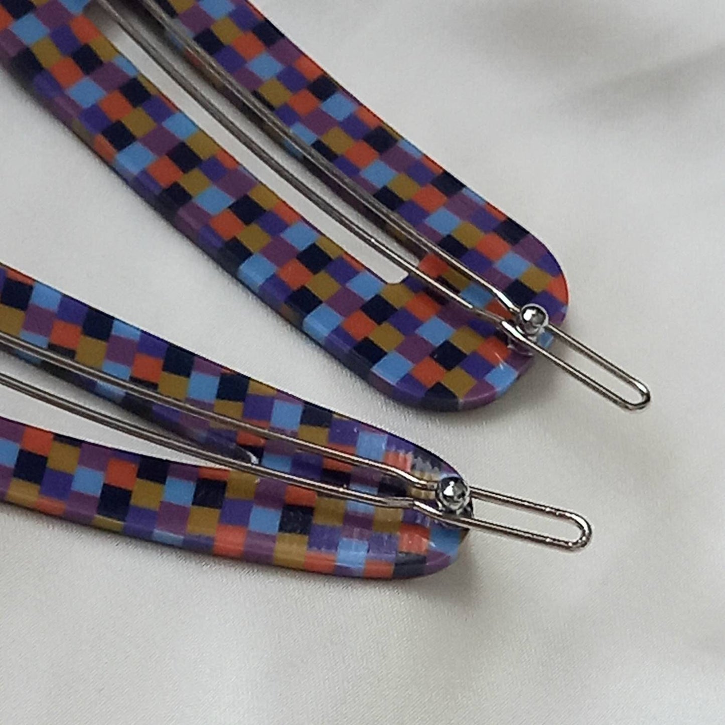 2 Retro Hair Clips - Hair Clip, Funky Hair Accessories, 70's Accessories, Fashion Acessories,Retro Hair Clips,Checkered Hair Clips In The UK