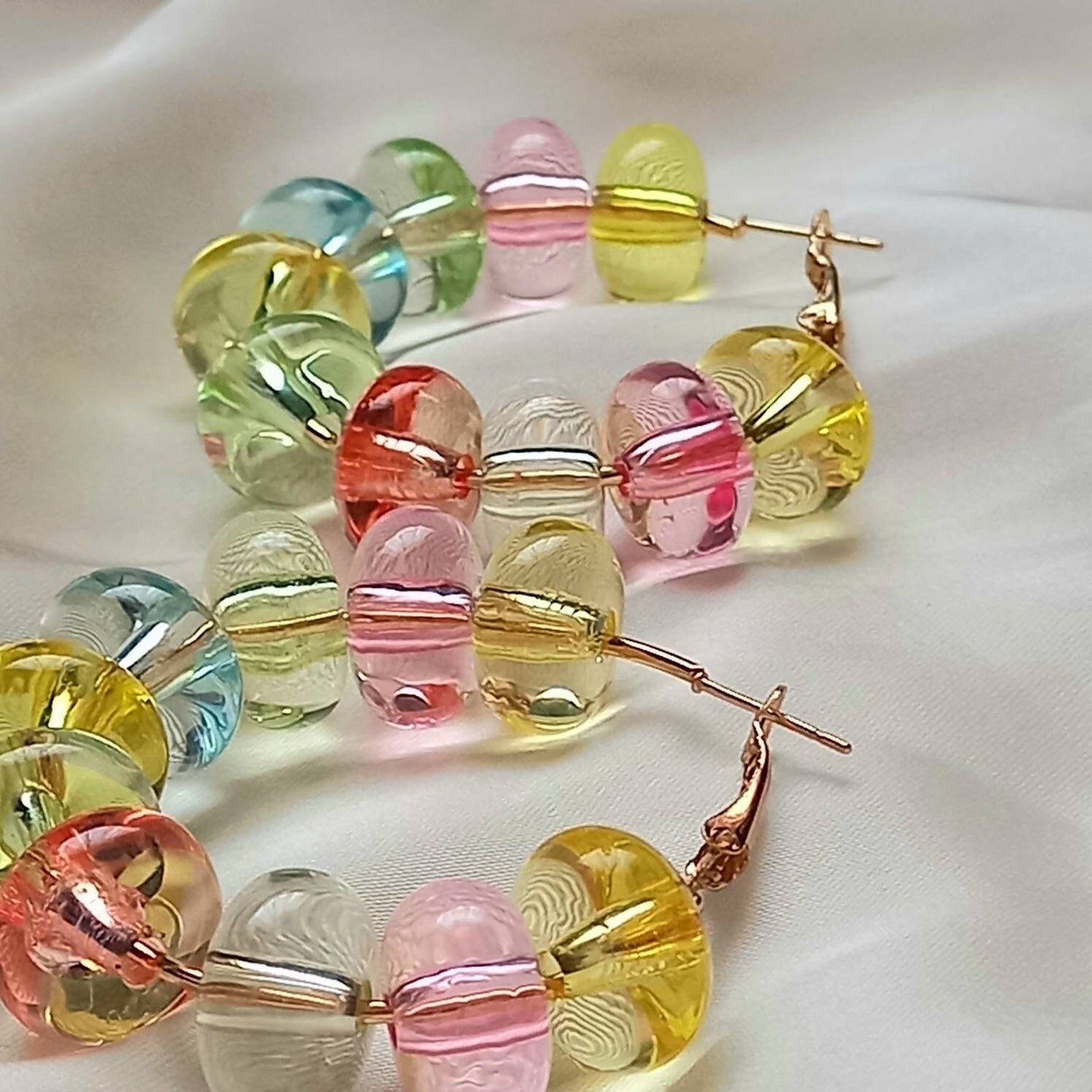 Chunky Bead Hoop Earrings - Chunky Earrings, Chunky Hoops, Bead Earrings, Cute Earrings, Gold Earrings In The UK, Gold Jewellery In The UK