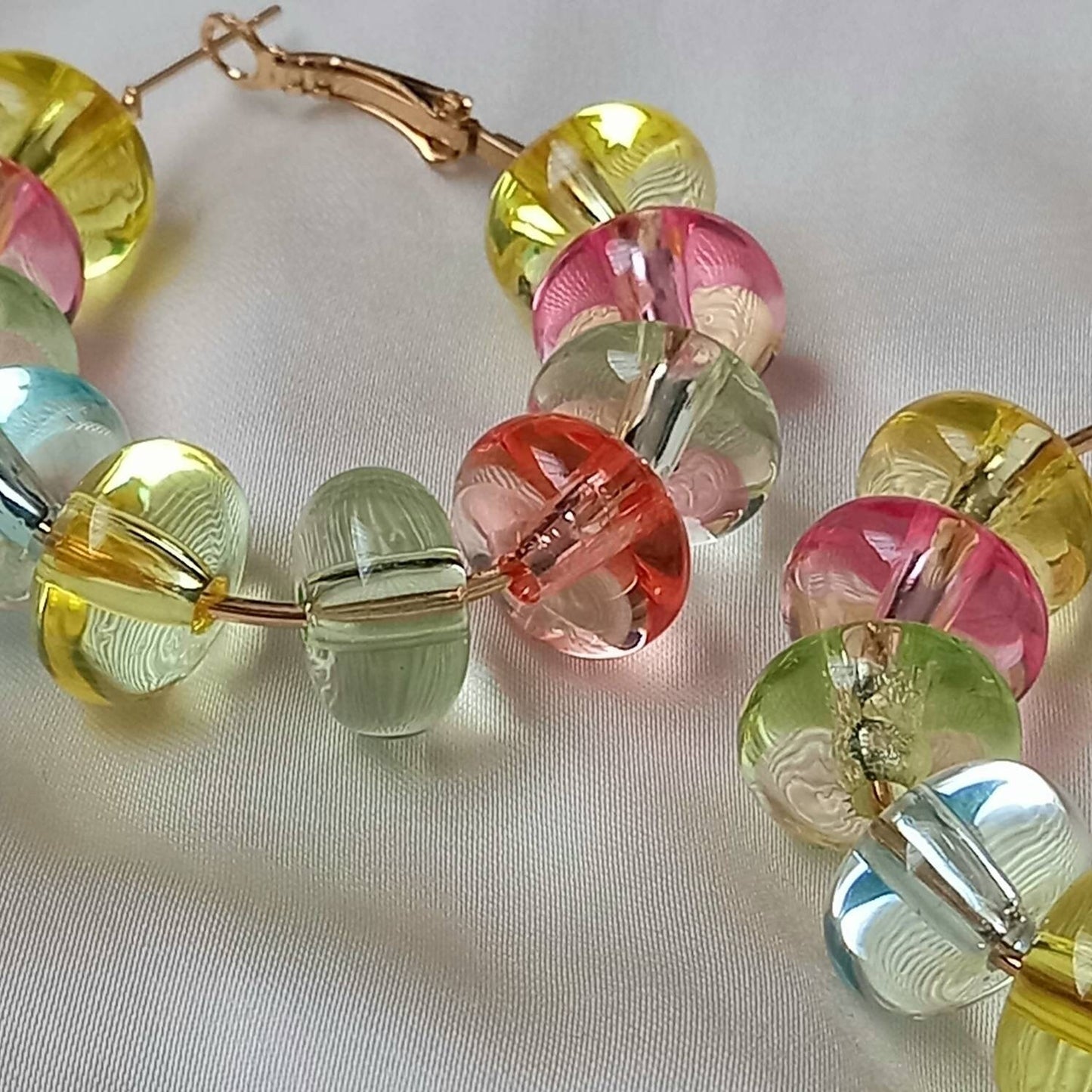 Chunky Bead Hoop Earrings - Chunky Earrings, Chunky Hoops, Bead Earrings, Cute Earrings, Gold Earrings In The UK, Gold Jewellery In The UK