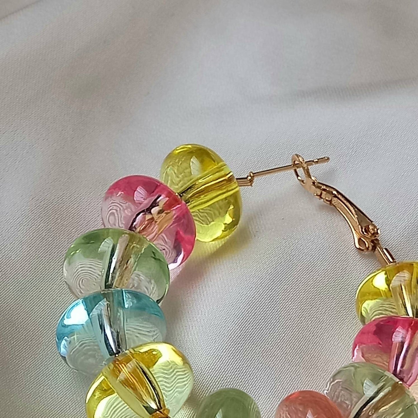 Chunky Bead Hoop Earrings - Chunky Earrings, Chunky Hoops, Bead Earrings, Cute Earrings, Gold Earrings In The UK, Gold Jewellery In The UK