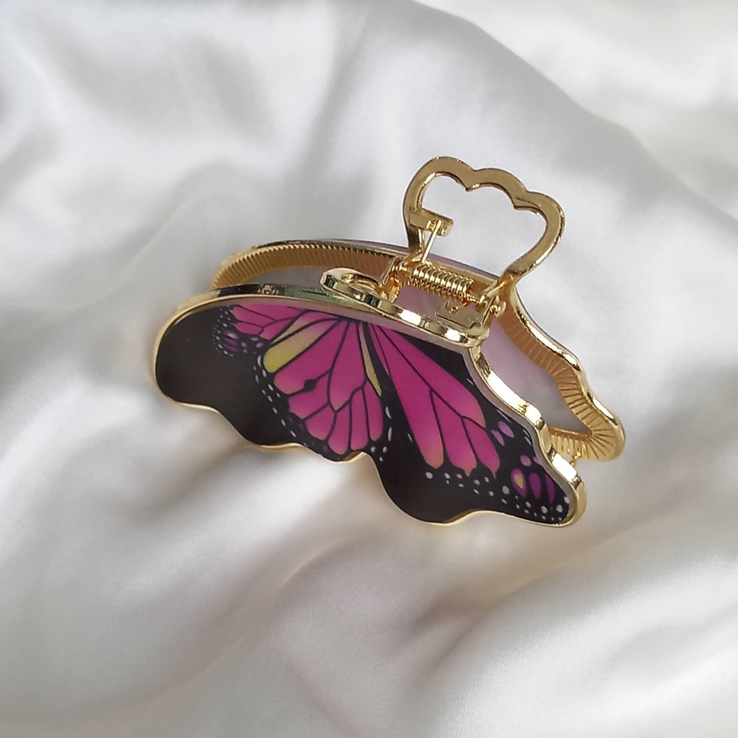 Pink Butterfly Hair Clamp - Hair Clip, Pink Hair Accessories, Pink Hair Claw, Funky Hair Clip, Pink Hair Clips In The UK, Pink Butterflies