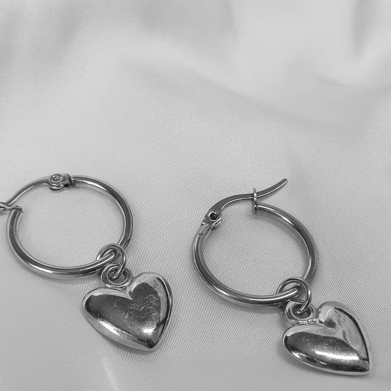 Silver Heart Hoop Earrings - Lightweight Hoop Earrings, Heart Earrings, Hoop Earrings, Cute Earrings, Silver Earrings, Silver Jewellery