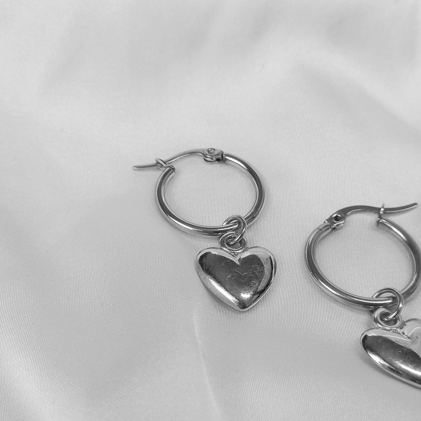 Silver Heart Hoop Earrings - Lightweight Hoop Earrings, Heart Earrings, Hoop Earrings, Cute Earrings, Silver Earrings, Silver Jewellery