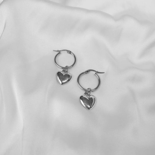 Silver Heart Hoop Earrings - Lightweight Hoop Earrings, Heart Earrings, Hoop Earrings, Cute Earrings, Silver Earrings, Silver Jewellery