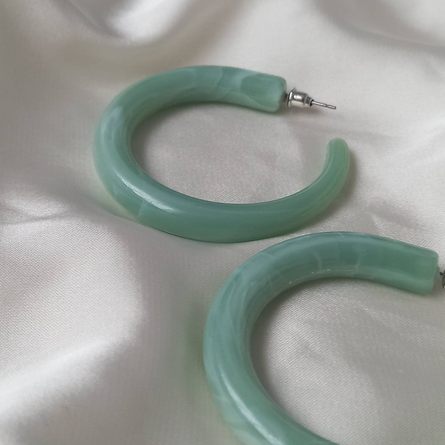 Chunky Green Resin Hoop Earrings -  Resin Earrings, Chunky Hoop Earrings, Thick Resin Earrings, Earrings In The UK, Hoop Earrings In The UK