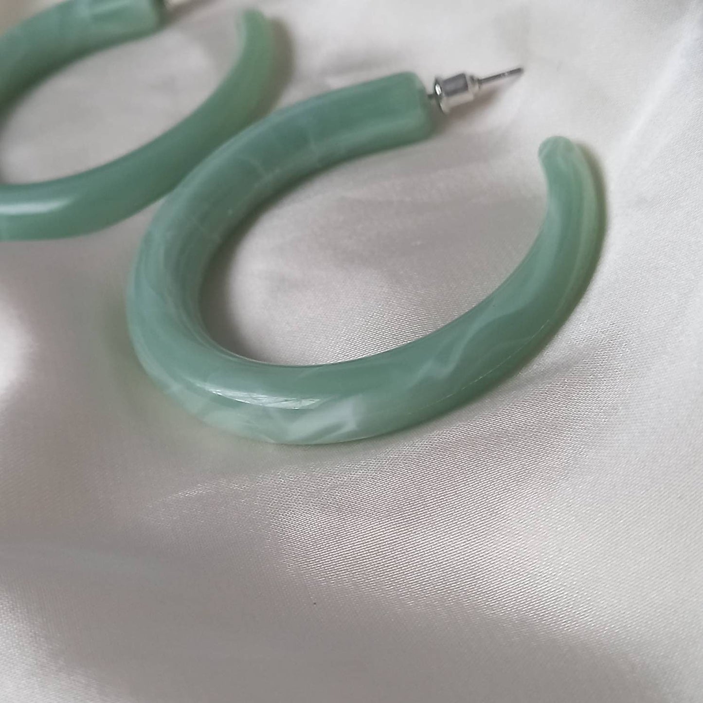 Chunky Green Resin Hoop Earrings -  Resin Earrings, Chunky Hoop Earrings, Thick Resin Earrings, Earrings In The UK, Hoop Earrings In The UK