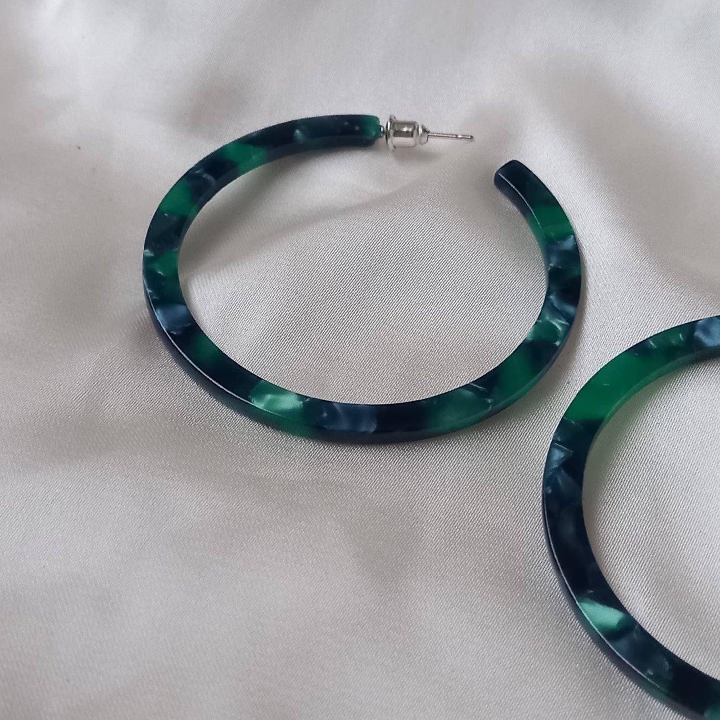 Emerald Green Resin Hoop Earrings -  Resin Earrings, Thin Hoop Earrings, Thin Resin Earrings, Earrings In The UK, Hoop Earrings In The UK