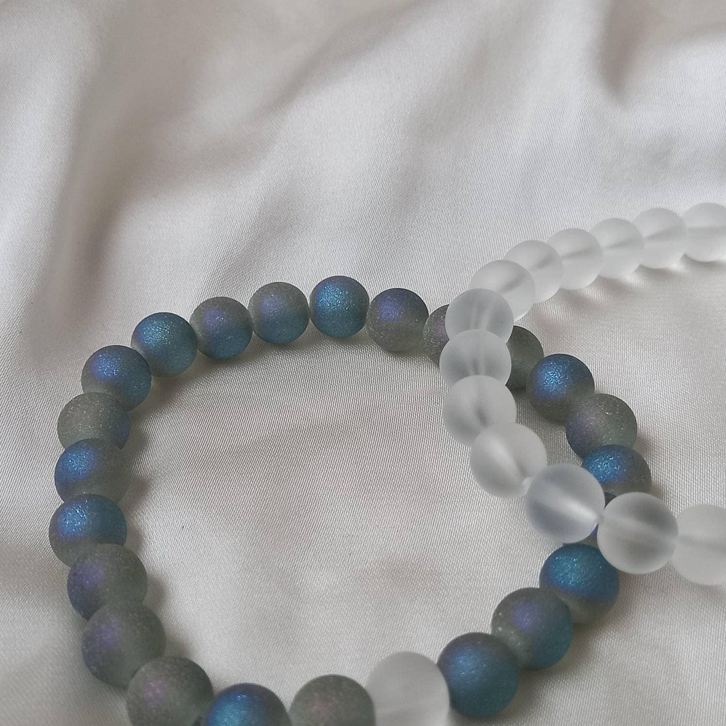 2 Matching Friendship Bead Bracelets - Bead Jewellery, Friendship Accessories, Bead Bracelets, Cute Bracelet, Grey & Clear Jewellery