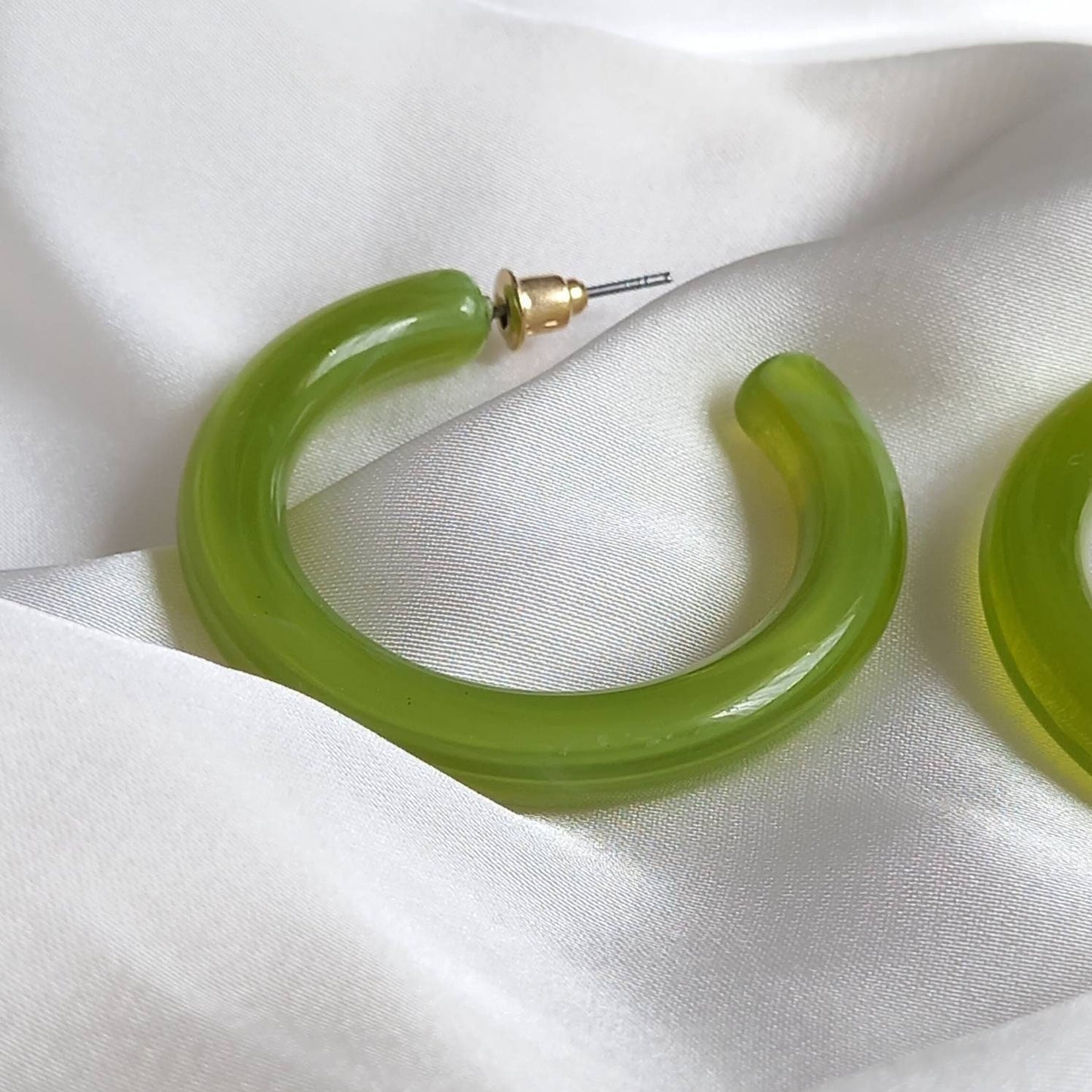 Chunky Green Resin Hoop Earrings -  Resin Earrings, Chunky Hoop Earrings, Thick Resin Earrings, Earrings In The UK, Hoop Earrings In The UK