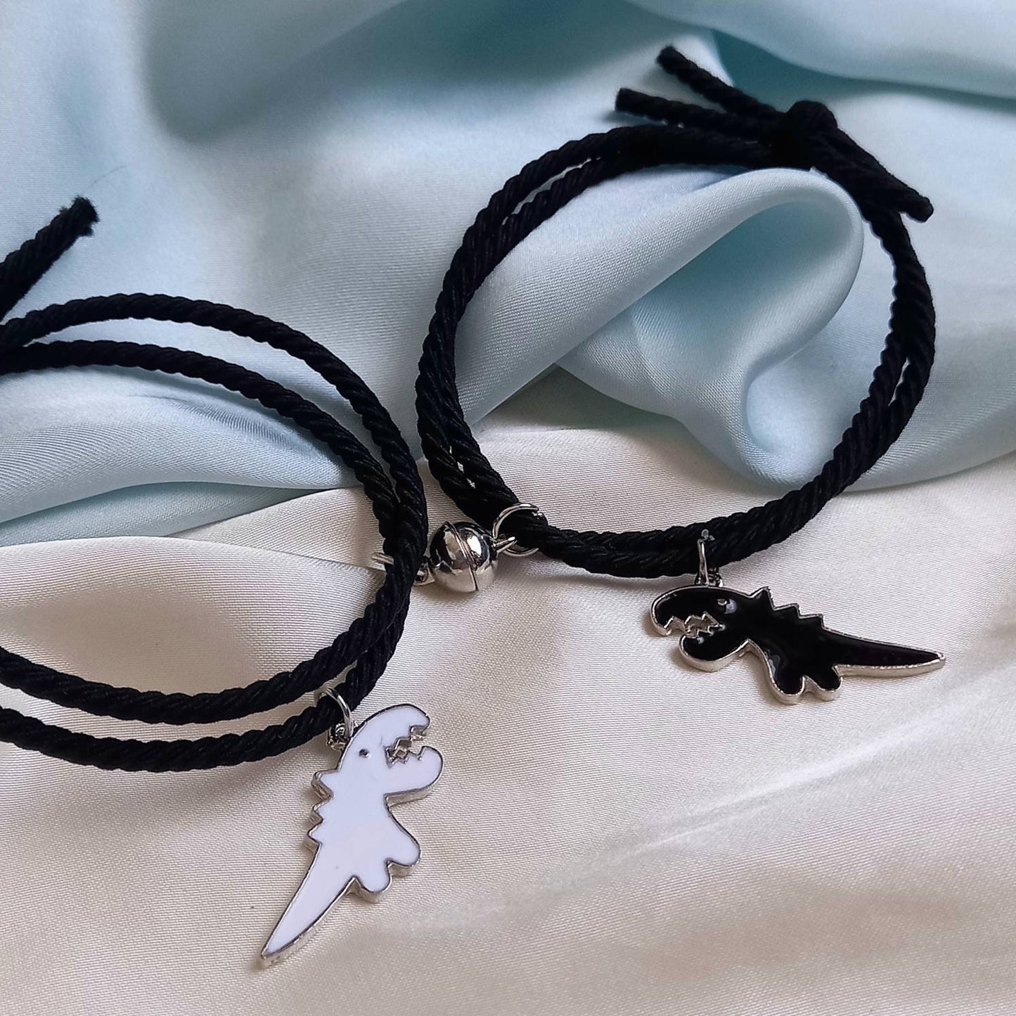 2 Magnetic Matching Dinosaur Friendship Bracelets - Dinosaur Jewellery,Friendship Gifts,Magnetic Friendship Bracelets,Magnetic Bracelets