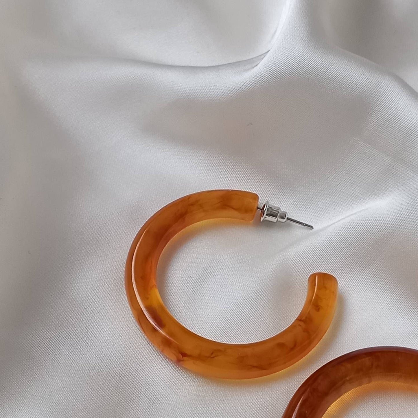 Chunky Orange Resin Hoop Earrings -  Resin Earrings, Chunky Hoop Earrings, Thick Resin Earrings, Earrings In The UK, Hoop Earrings In The UK