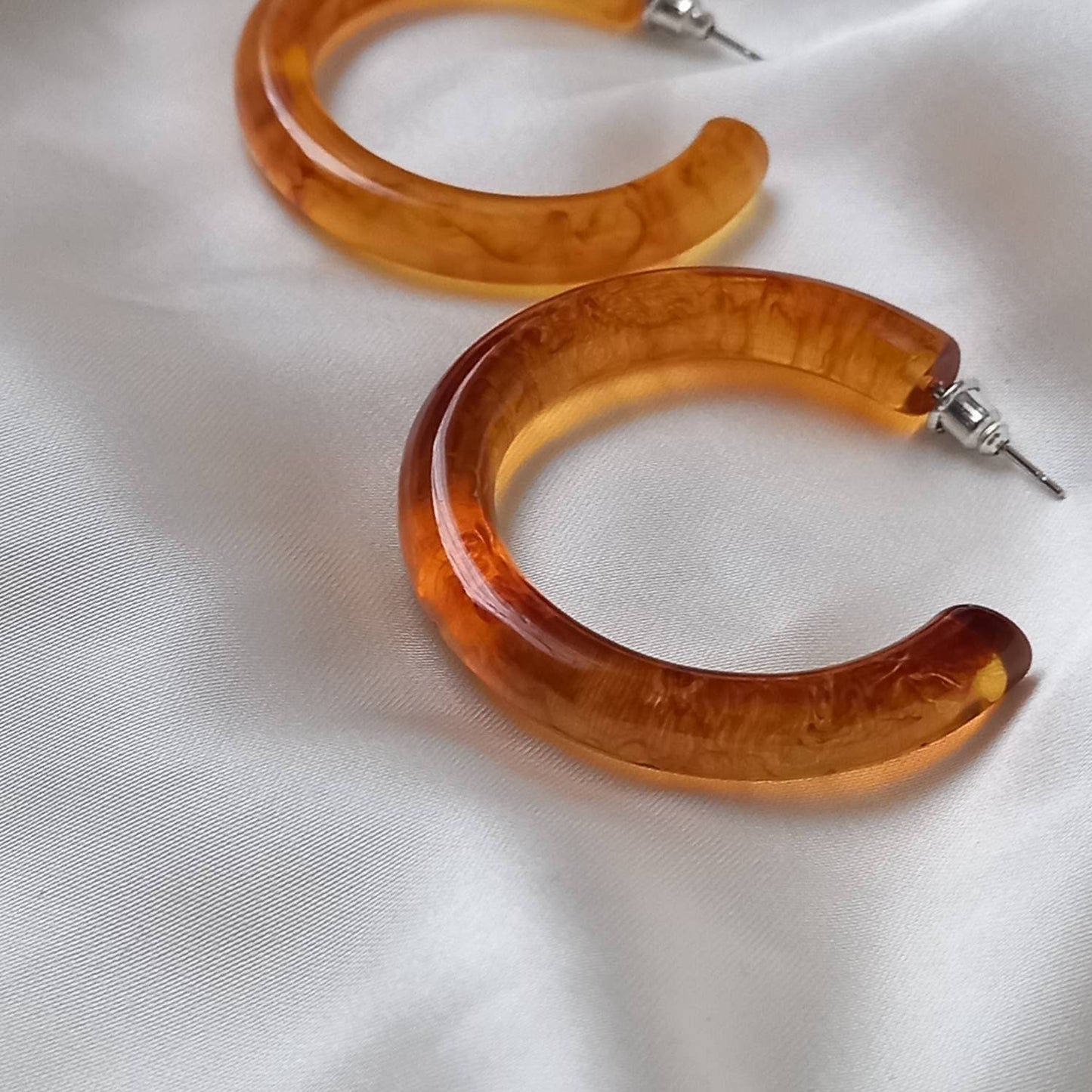 Chunky Orange Resin Hoop Earrings -  Resin Earrings, Chunky Hoop Earrings, Thick Resin Earrings, Earrings In The UK, Hoop Earrings In The UK