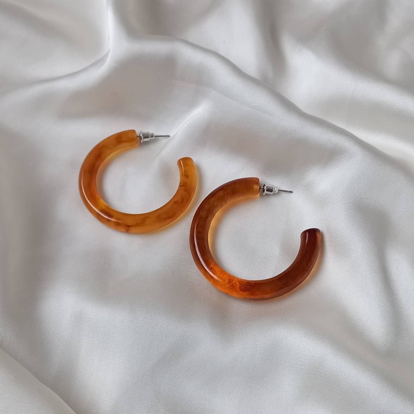 Chunky Orange Resin Hoop Earrings -  Resin Earrings, Chunky Hoop Earrings, Thick Resin Earrings, Earrings In The UK, Hoop Earrings In The UK