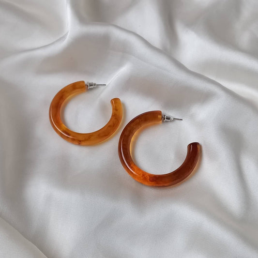 Chunky Orange Resin Hoop Earrings -  Resin Earrings, Chunky Hoop Earrings, Thick Resin Earrings, Earrings In The UK, Hoop Earrings In The UK