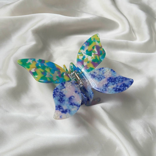 Colourful Butterfly Hair Clamp- Hair Clip, Blue Hair Accessories, Yellow Hair Claw, Funky Hair Clip, Blue Hair Clips In The UK, Butterflies