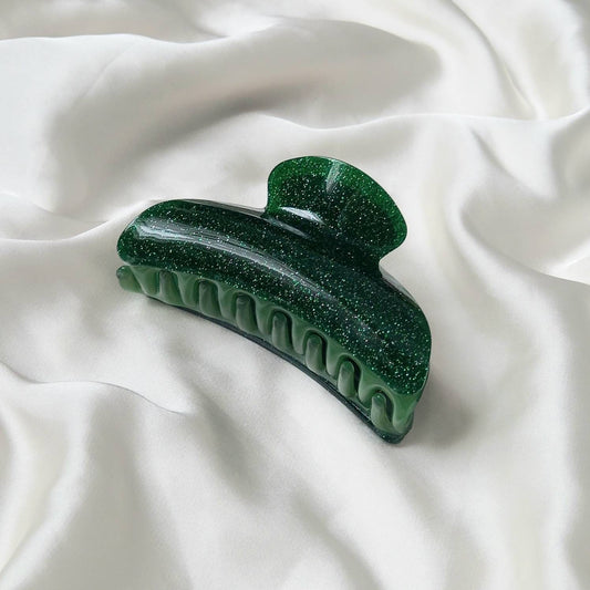 Green Glitter Hair Clamp- Hair Clip, Green Hair Accessories, Green Hair Claw, Minimalistic Hair Clips, Funky Hair Clip, Hair Clips In The UK