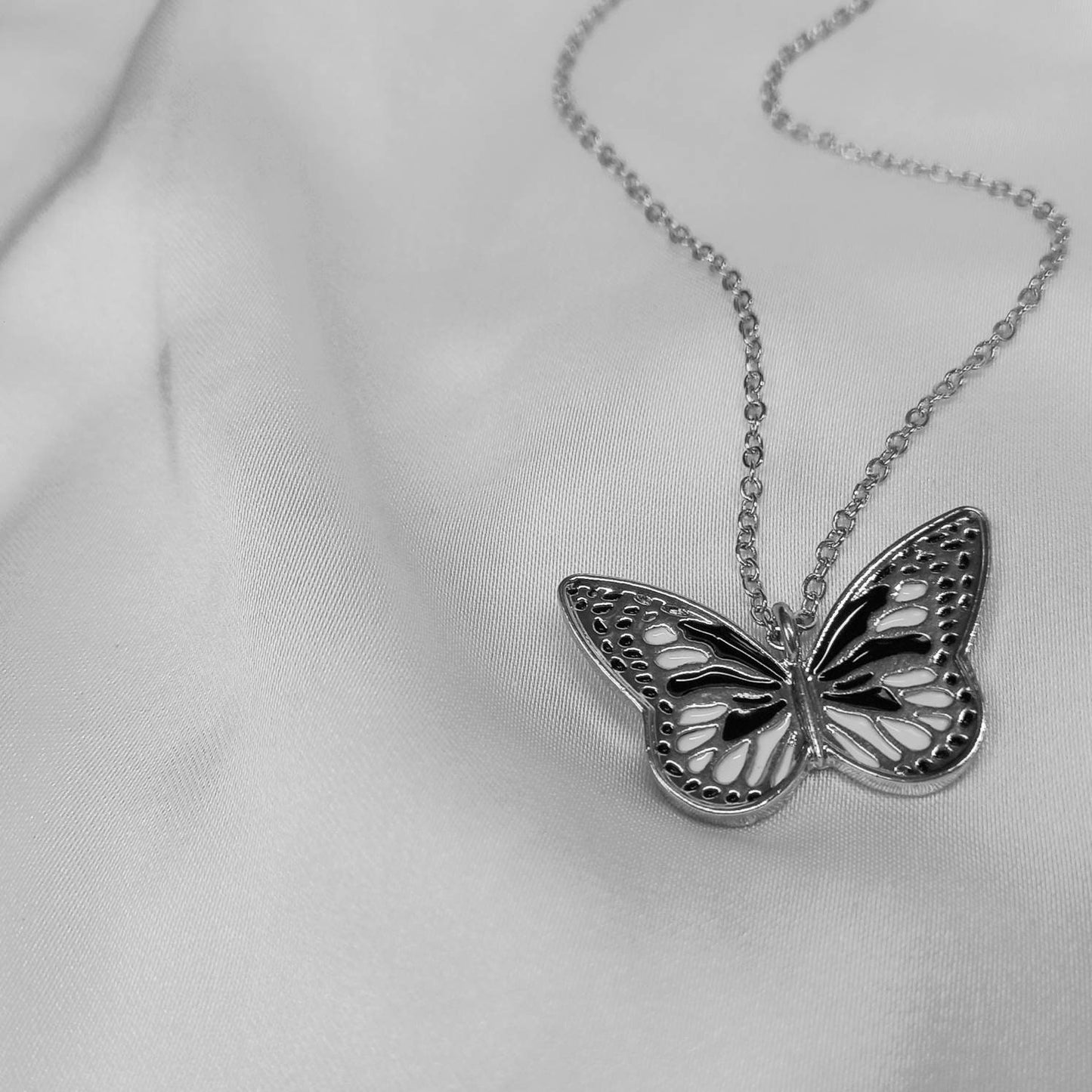 Silver Butterfly Charm Necklace - Chain Necklaces,Black Butterfly Necklace,Silver Necklaces In The UK, Silver Jewellery In The UK
